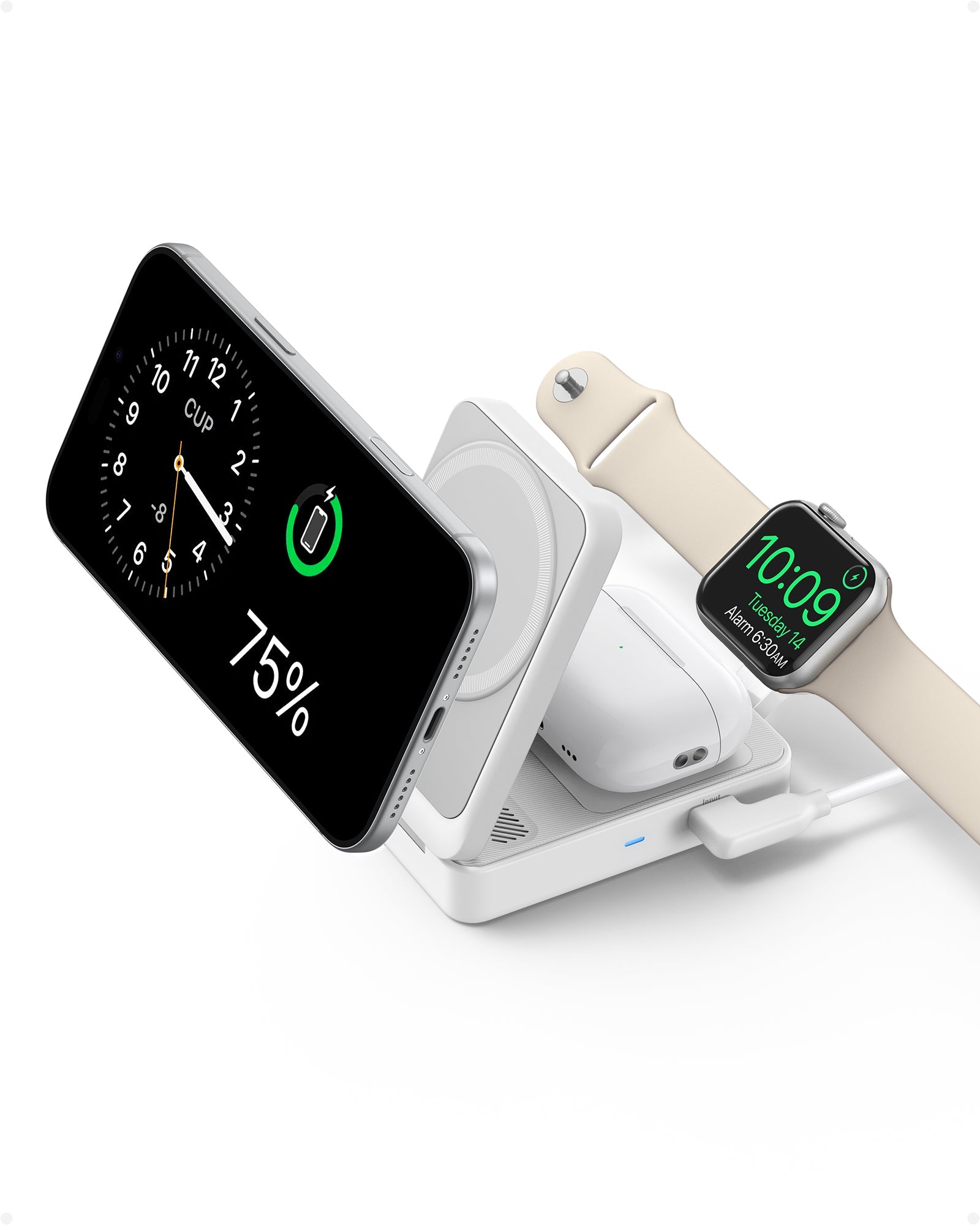 Anker wireless charging station with phone and watch for simultaneous charging