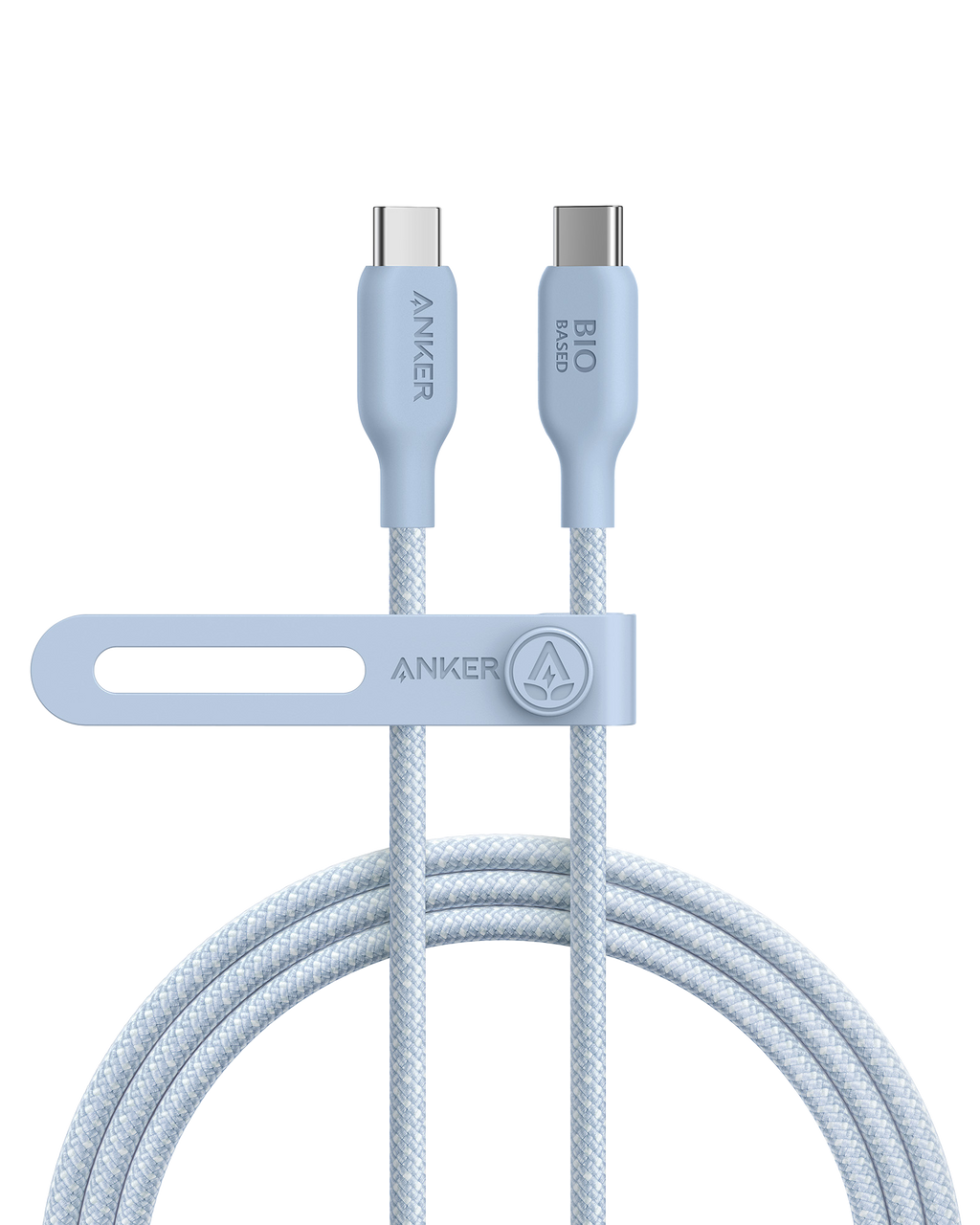 Anker with light blue USB-C bio-based cable and organizer