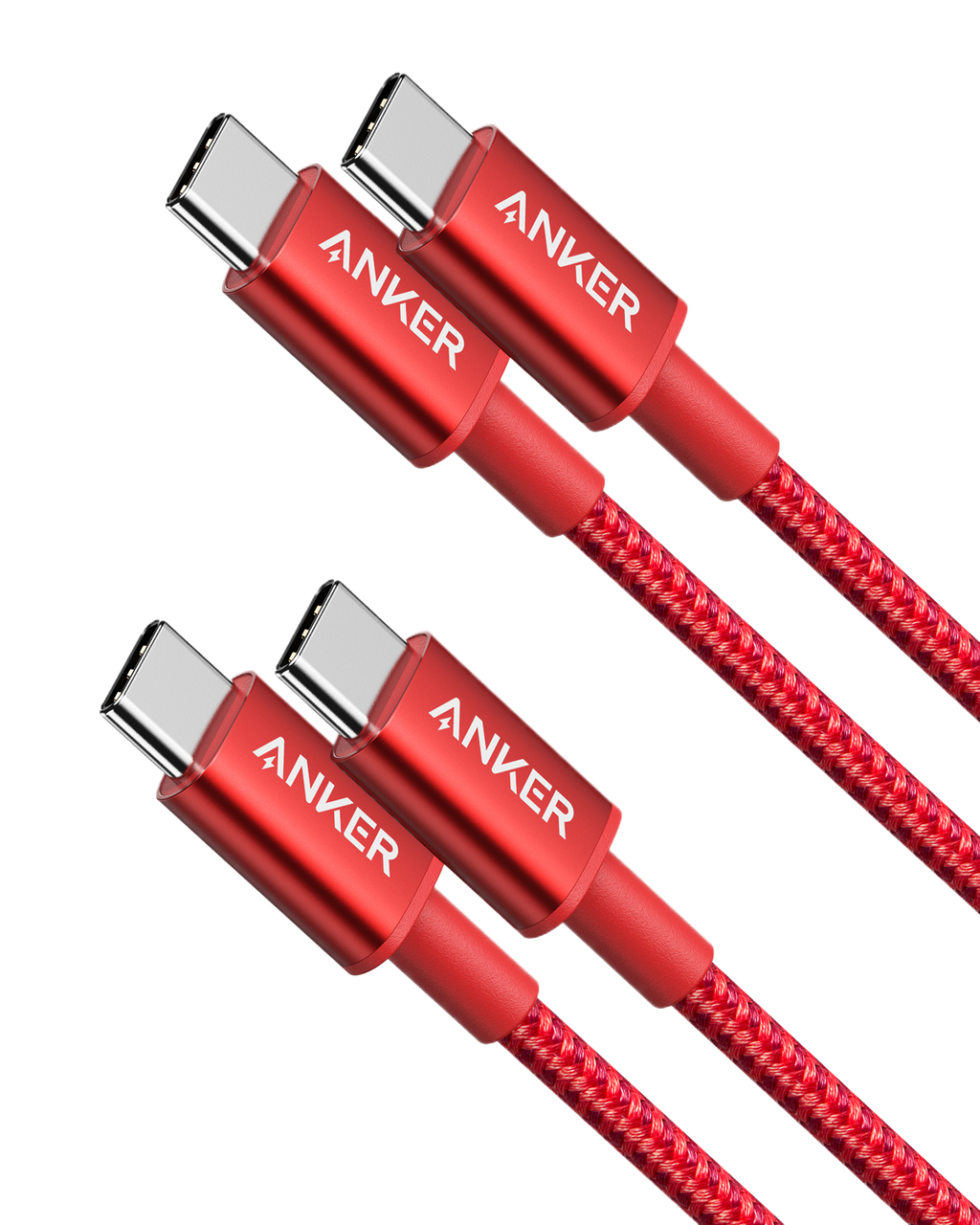 Anker red USB-C cable with sleek braided design
